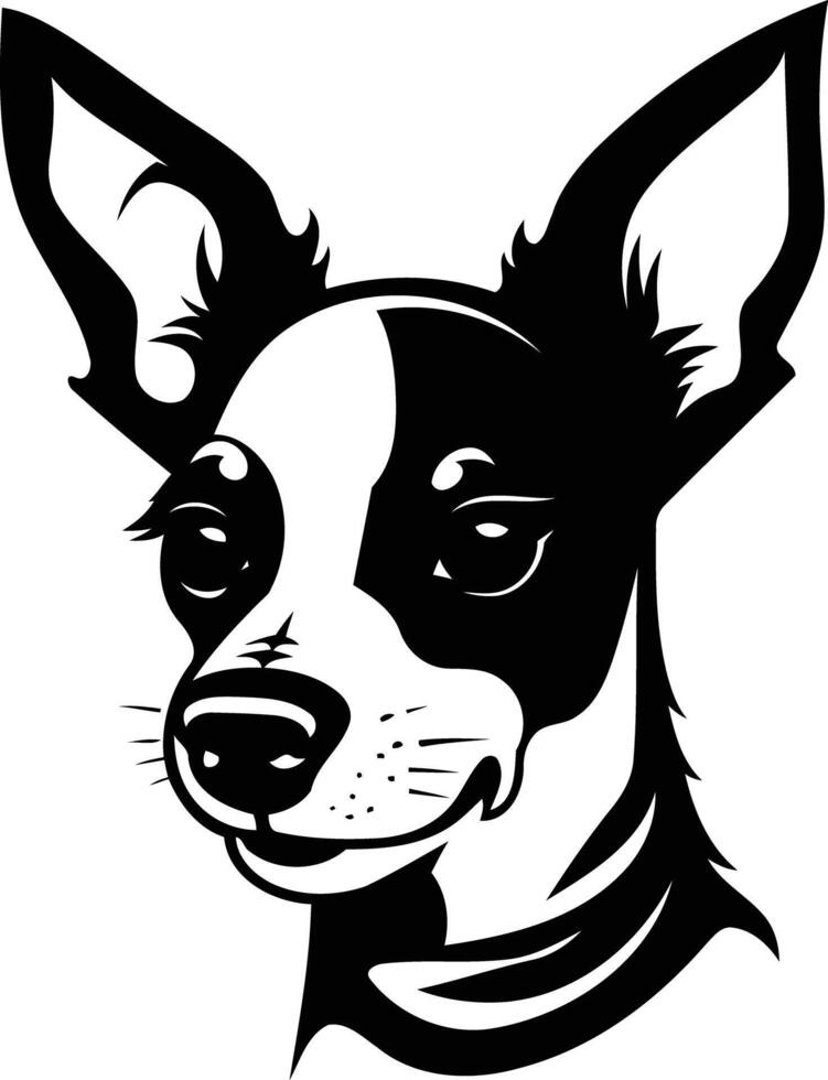 A bold black and white illustration of a chihuahua, perfect for pet-related designs, logos, or branding vector