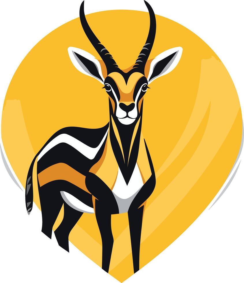 A striking illustration of a black-faced impala, a graceful antelope species native to africa, standing against a sun-drenched backdrop vector
