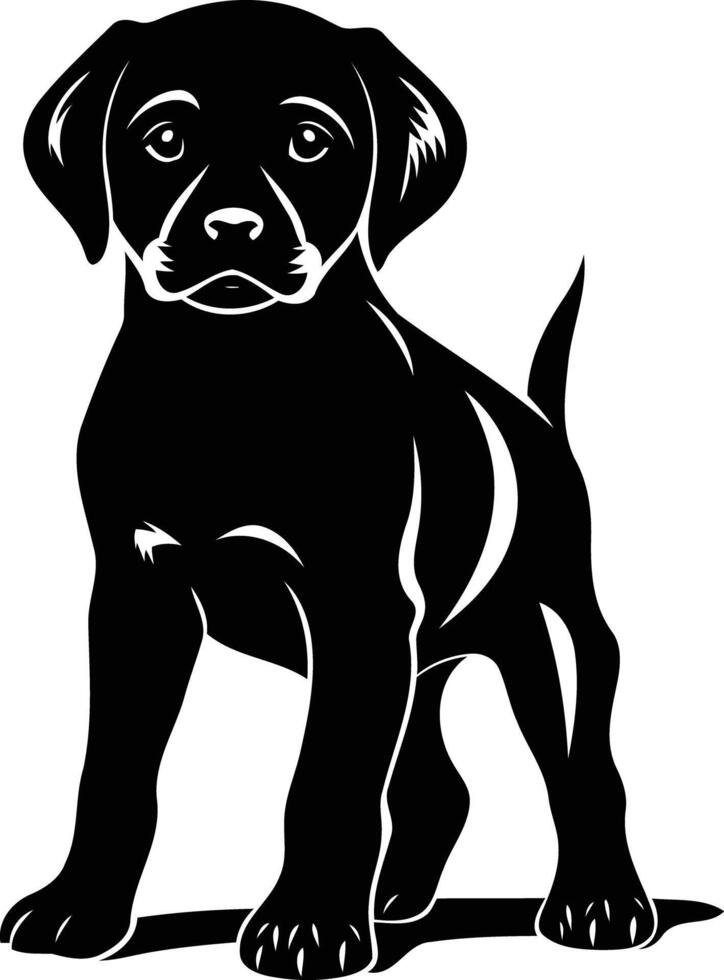 A simple silhouette of a puppy standing, perfect for adding a touch of canine charm to your designs vector