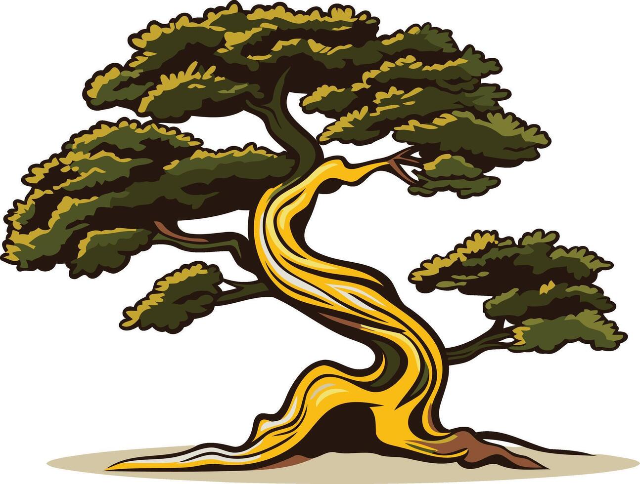 A striking illustration of a bonsai tree, perfect for adding an element of nature to your design vector