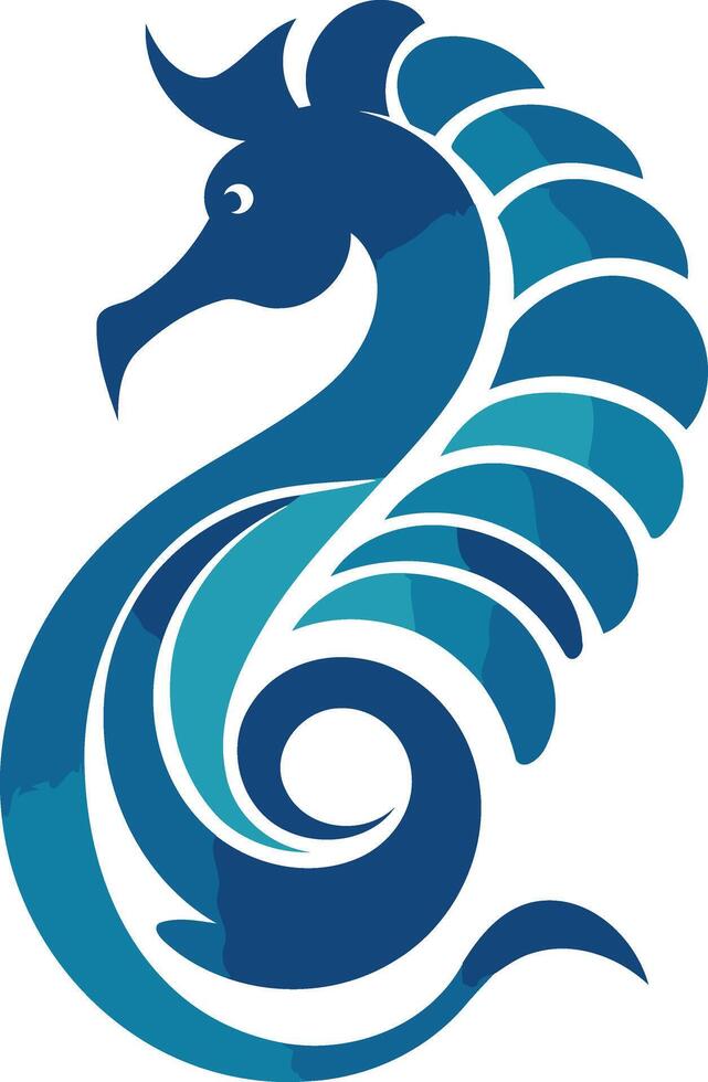 Stylized blue seahorse logo design vector