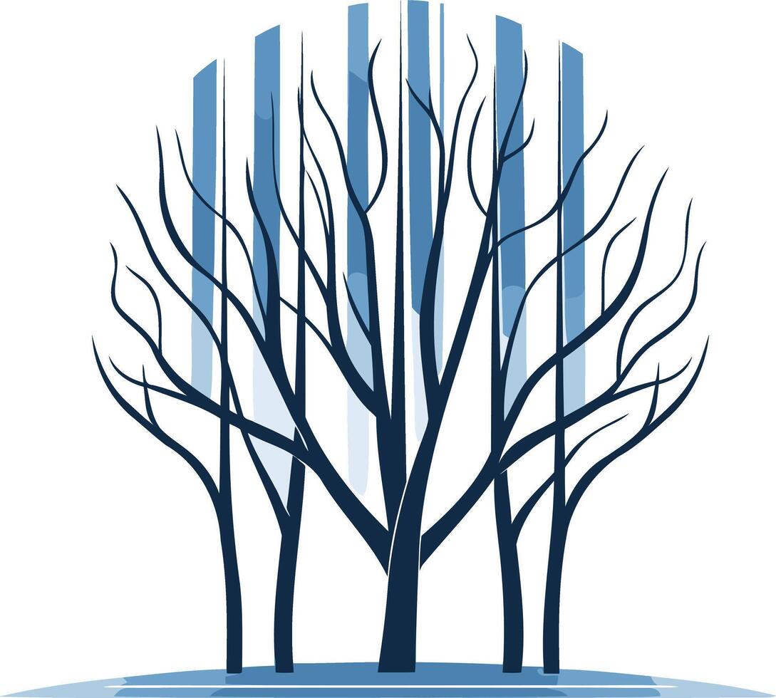Abstract, stylized tree illustration in shades of blue, perfect for eco-conscious branding, nature-inspired designs, or minimalist art vector