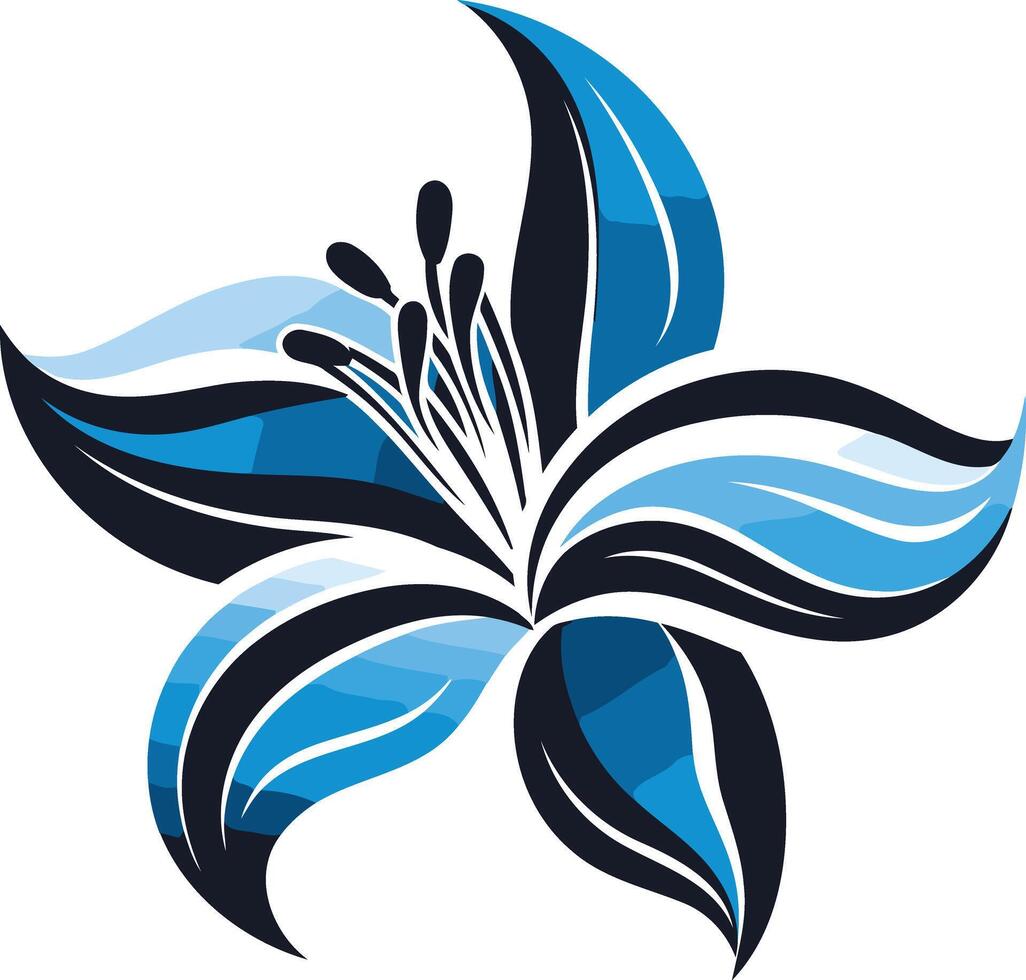 Stylish blue and black lily flower logo vector