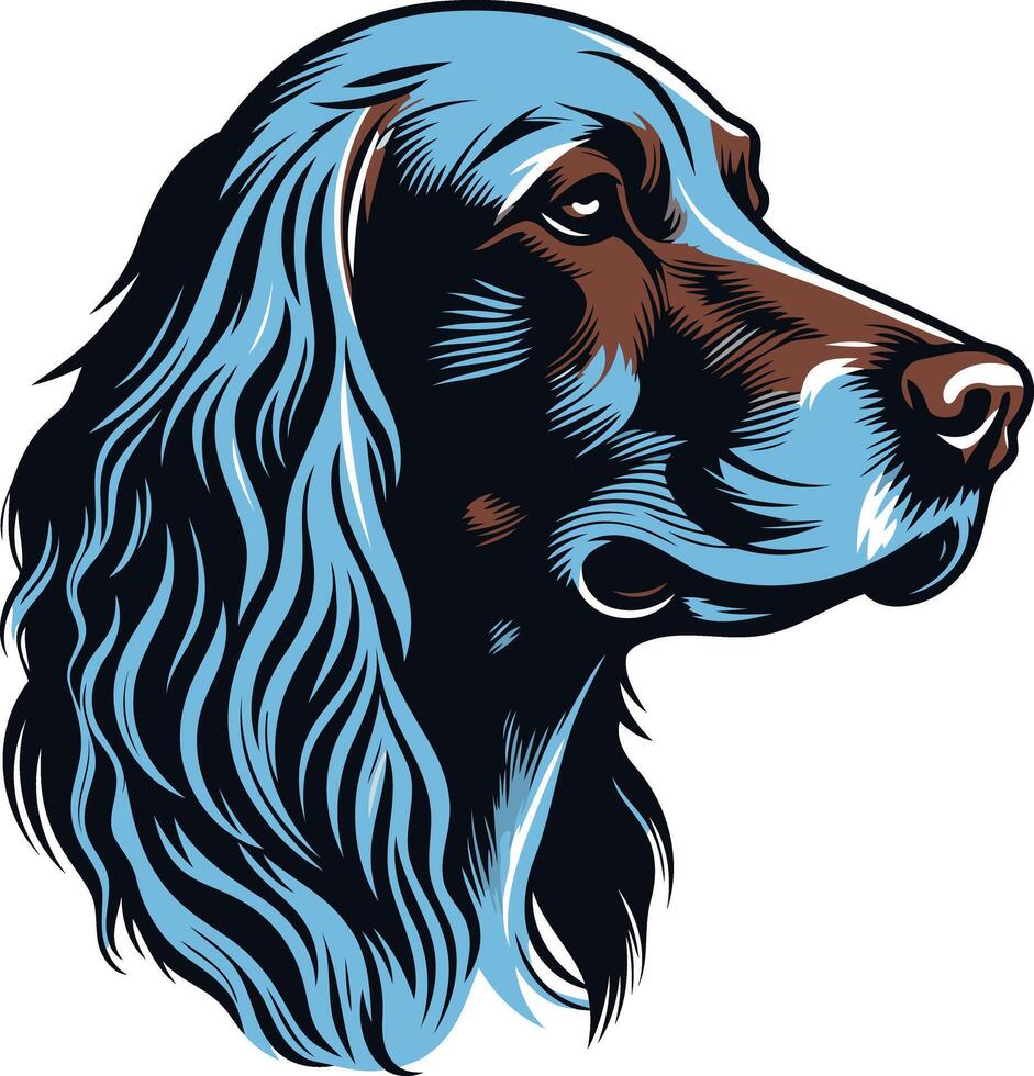 A stylish and detailed illustration of a springer spaniel dog head vector