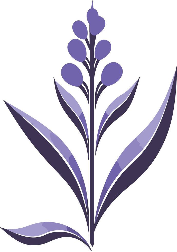 Elegant purple flower with delicate leaves, perfect for branding, design, or botanical illustrations vector
