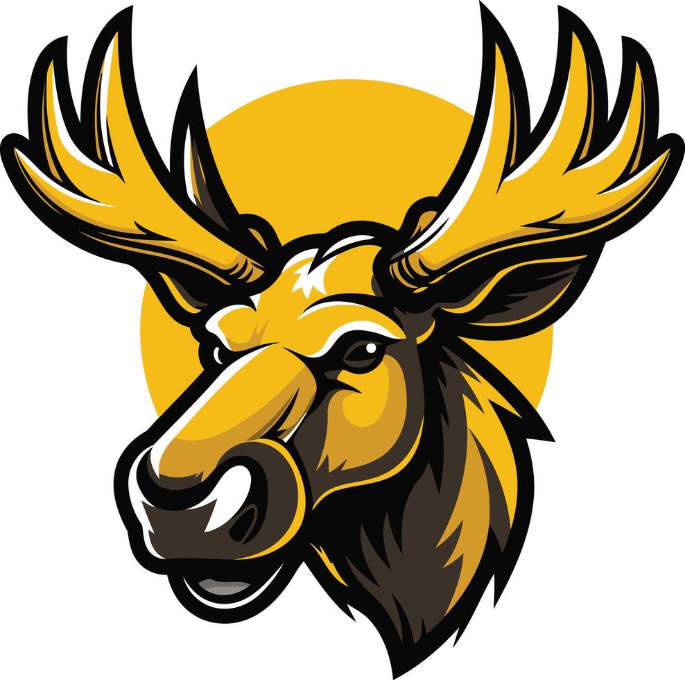 A fierce and bold illustration of a moose head, ideal for branding, logos, and sports teams vector