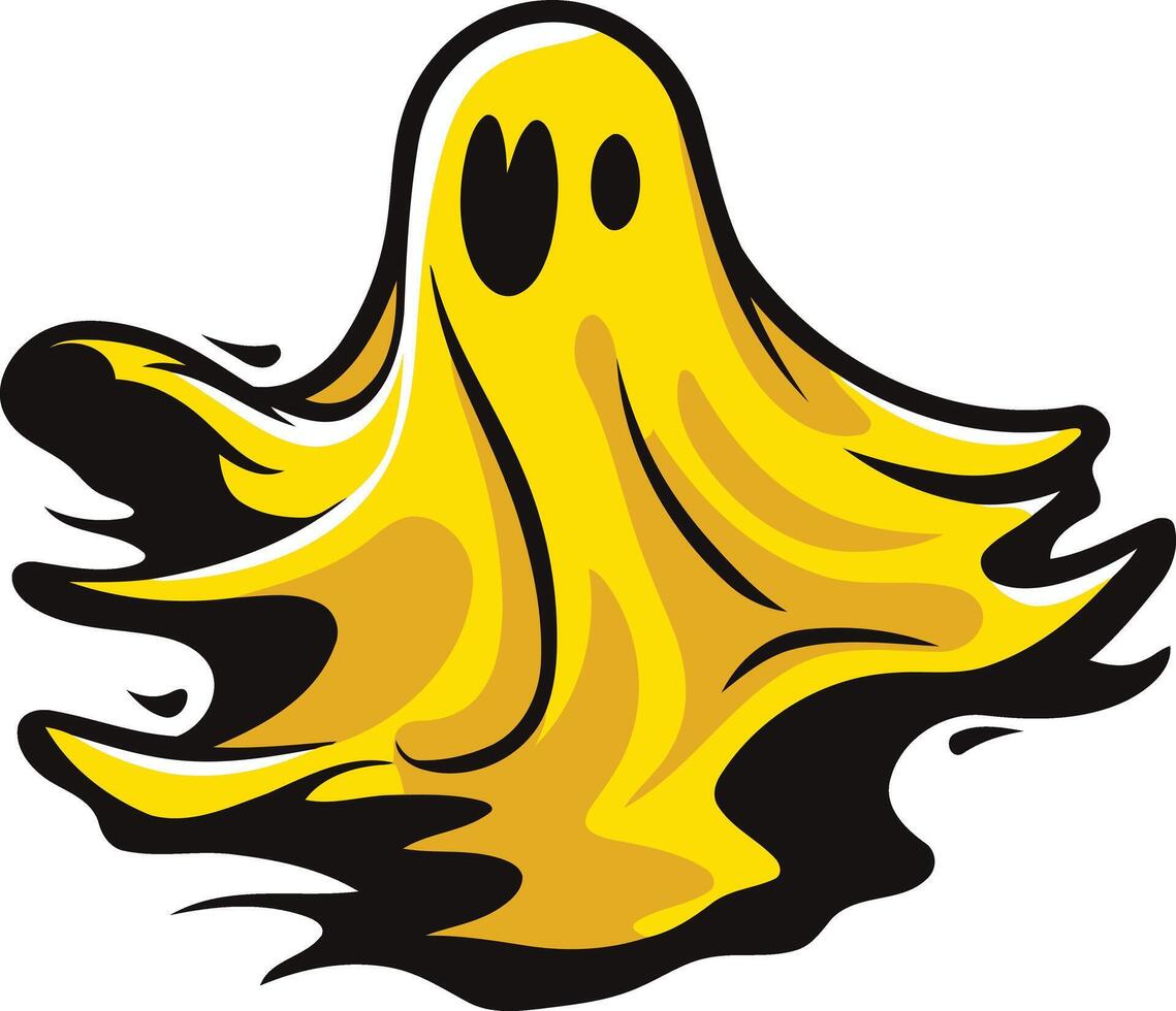 Fun and friendly cartoon ghost in bright yellow, perfect for halloween, kids' designs, and spooky but playful branding vector