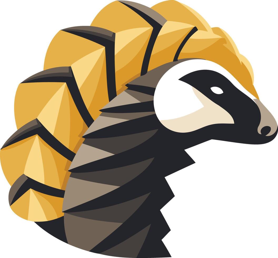 A bold, stylized badger logo with a geometric design vector