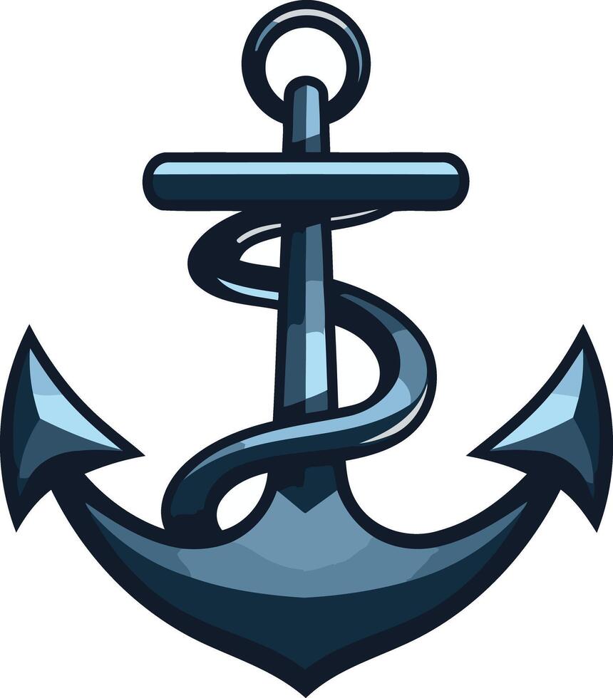 Nautical Anchor with Rope Detail vector