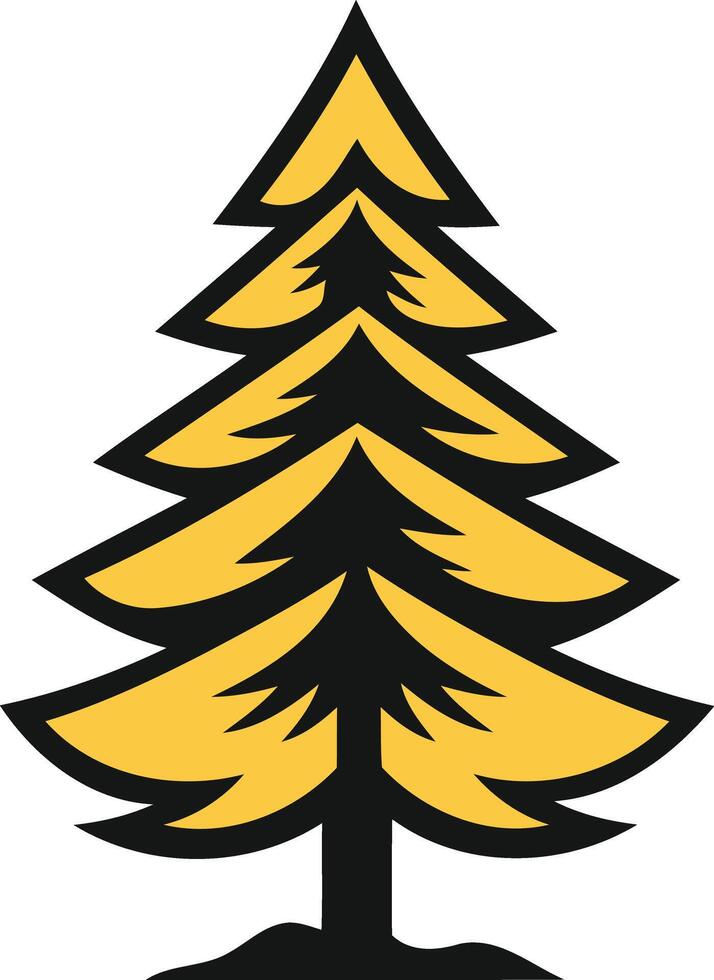 A stylized yellow pine tree silhouette on a white background vector