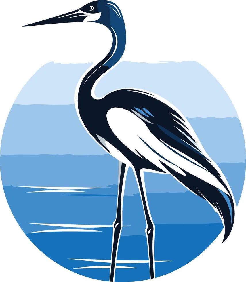 Blue Heron in a Circle of Water vector