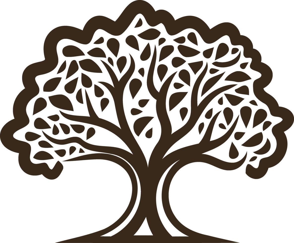 Stylized Tree with Lush Foliage vector