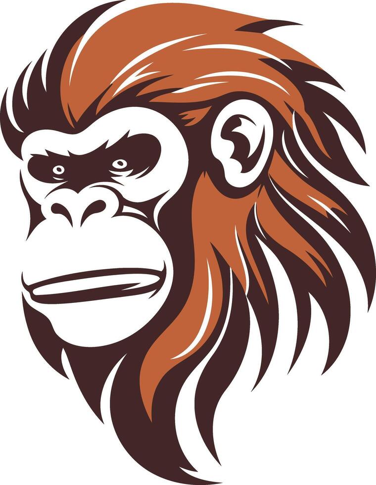 Orangutan Head Illustration in element Style vector