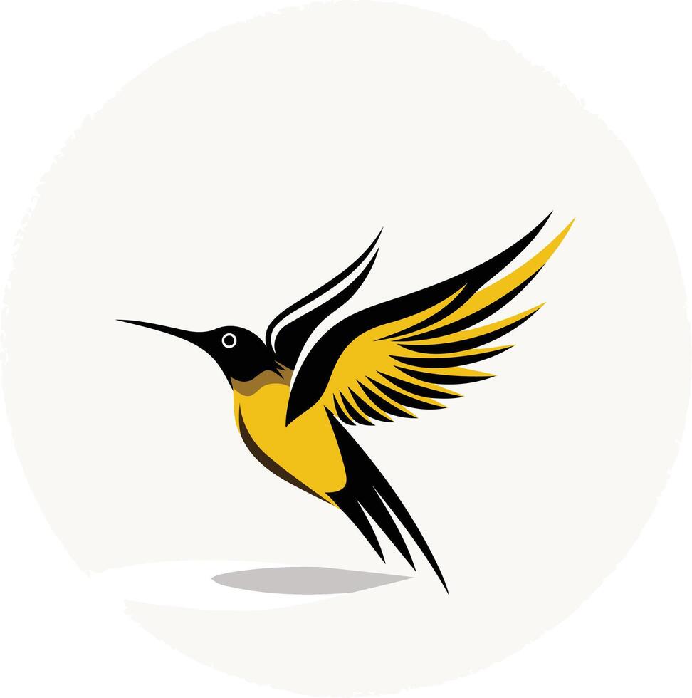 Stylized hummingbird logo design with black and yellow color scheme vector