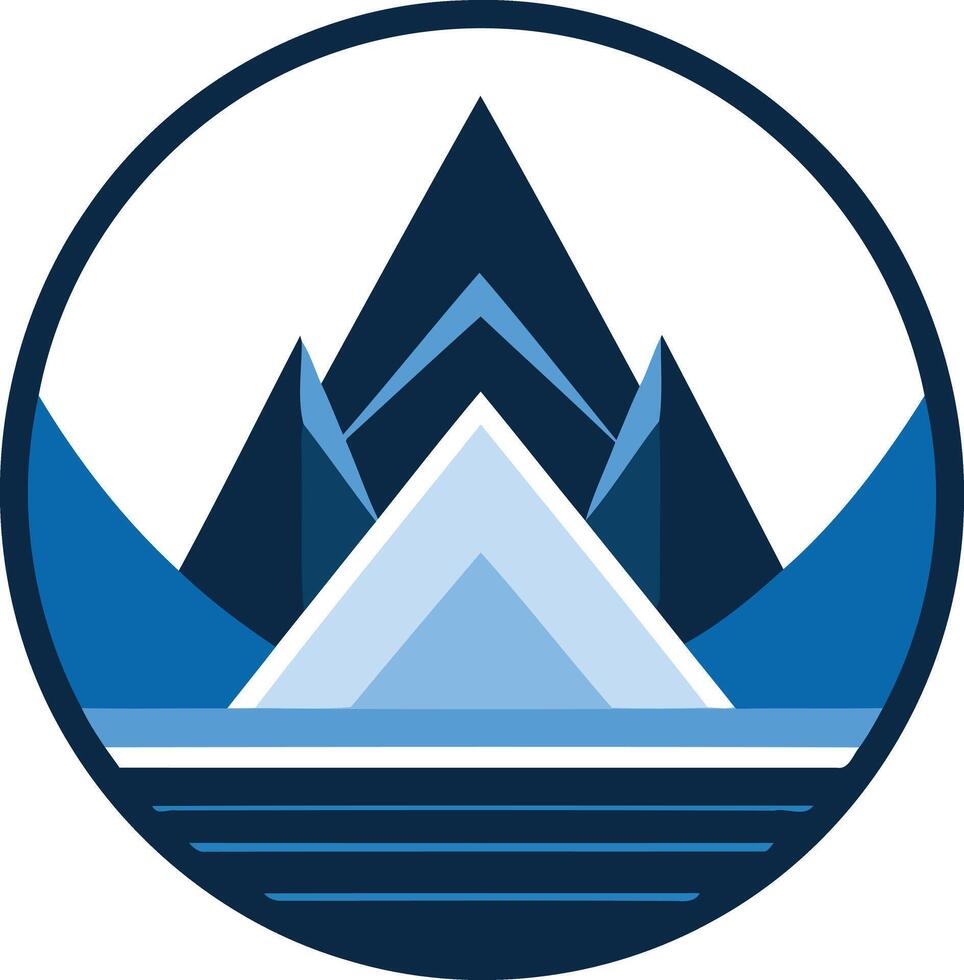 Abstract mountain logo design in blue tones, perfect for nature-related businesses, outdoor adventure companies, or environmental organizations vector