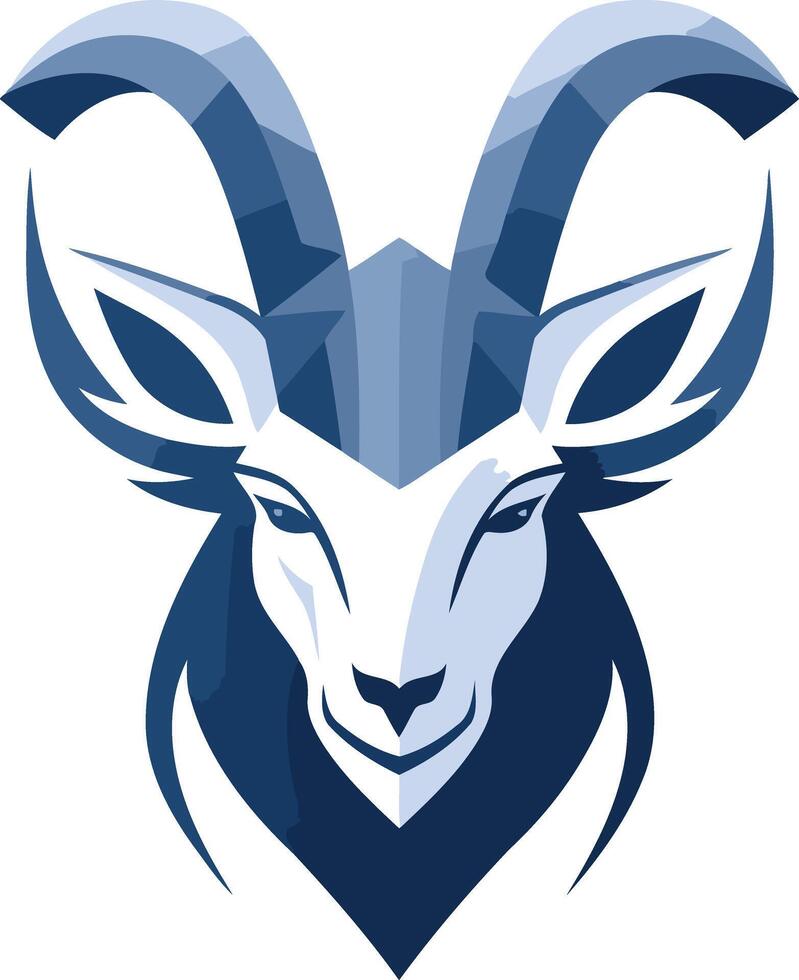 Stylized blue goat head logo design, perfect for a sports team, brand, or organization vector