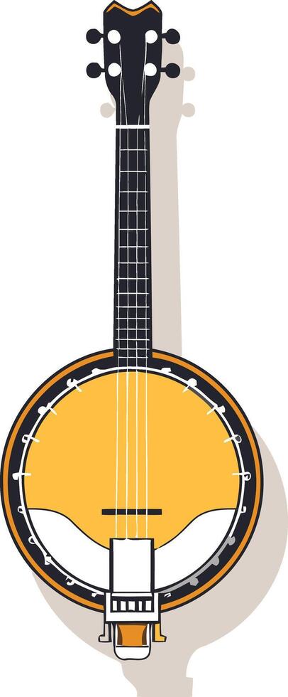 A simple, illustrated banjo against a white background vector