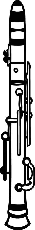 Black and white illustration of an oboe, perfect for music books, websites, and presentations vector