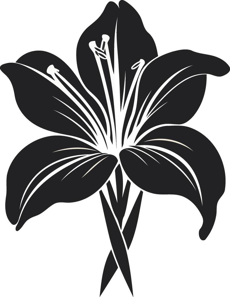 Black and White Silhouette of a Lily Flower vector