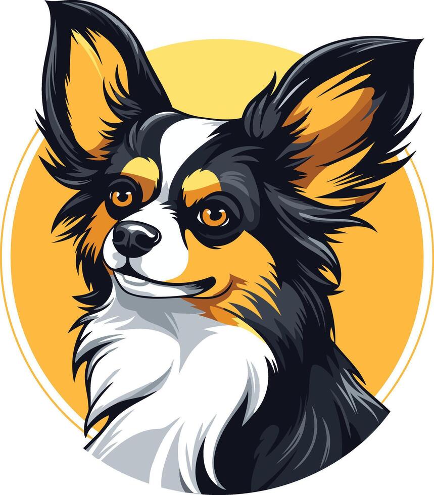 A cute and adorable cartoon illustration of a chihuahua dog with big ears and a friendly smile vector