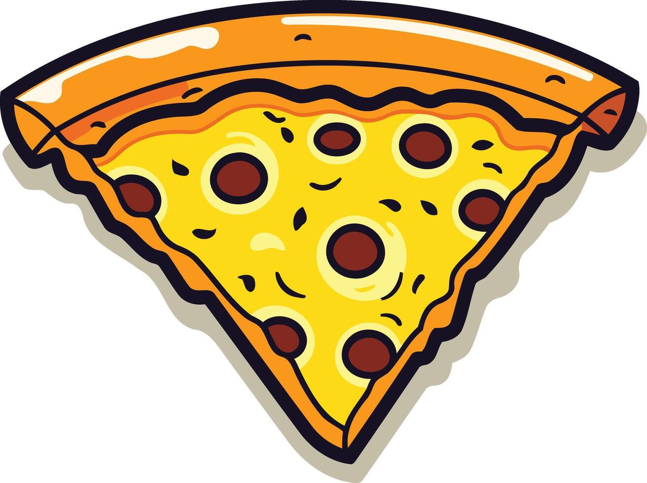 A cartoon slice of pizza with pepperoni, perfect for menu design, food blogs, or social media posts vector