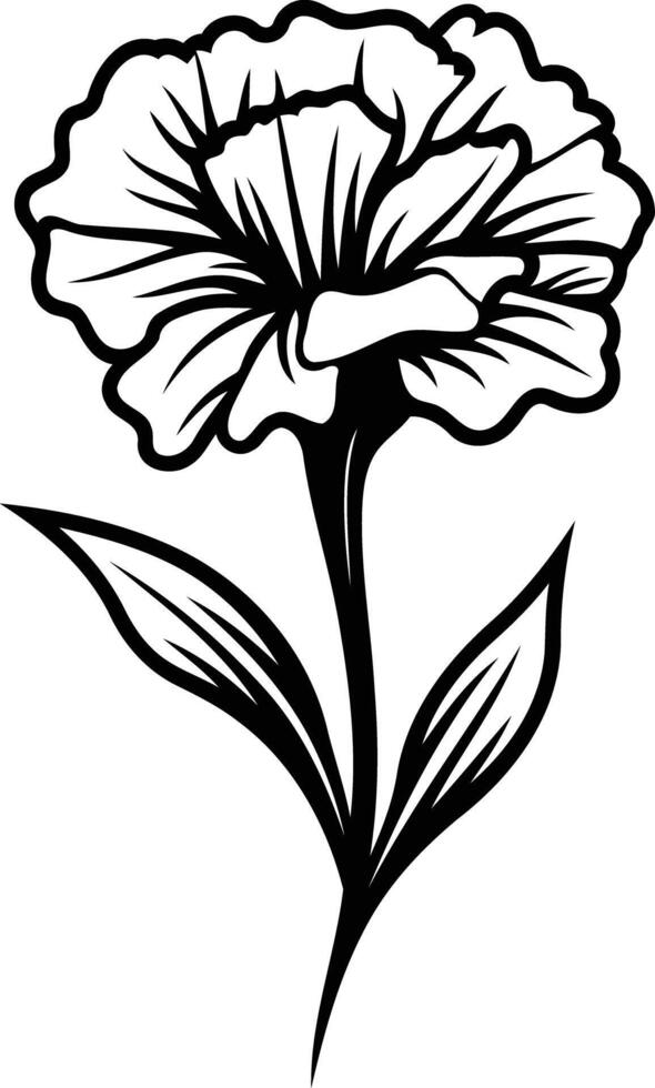 Simple yet elegant line art illustration of a single carnation flower vector