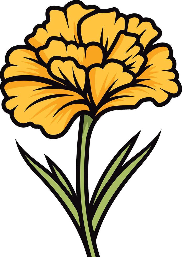 A cheerful and vibrant yellow carnation flower, perfect for spring and summer designs, cards, and invitations vector
