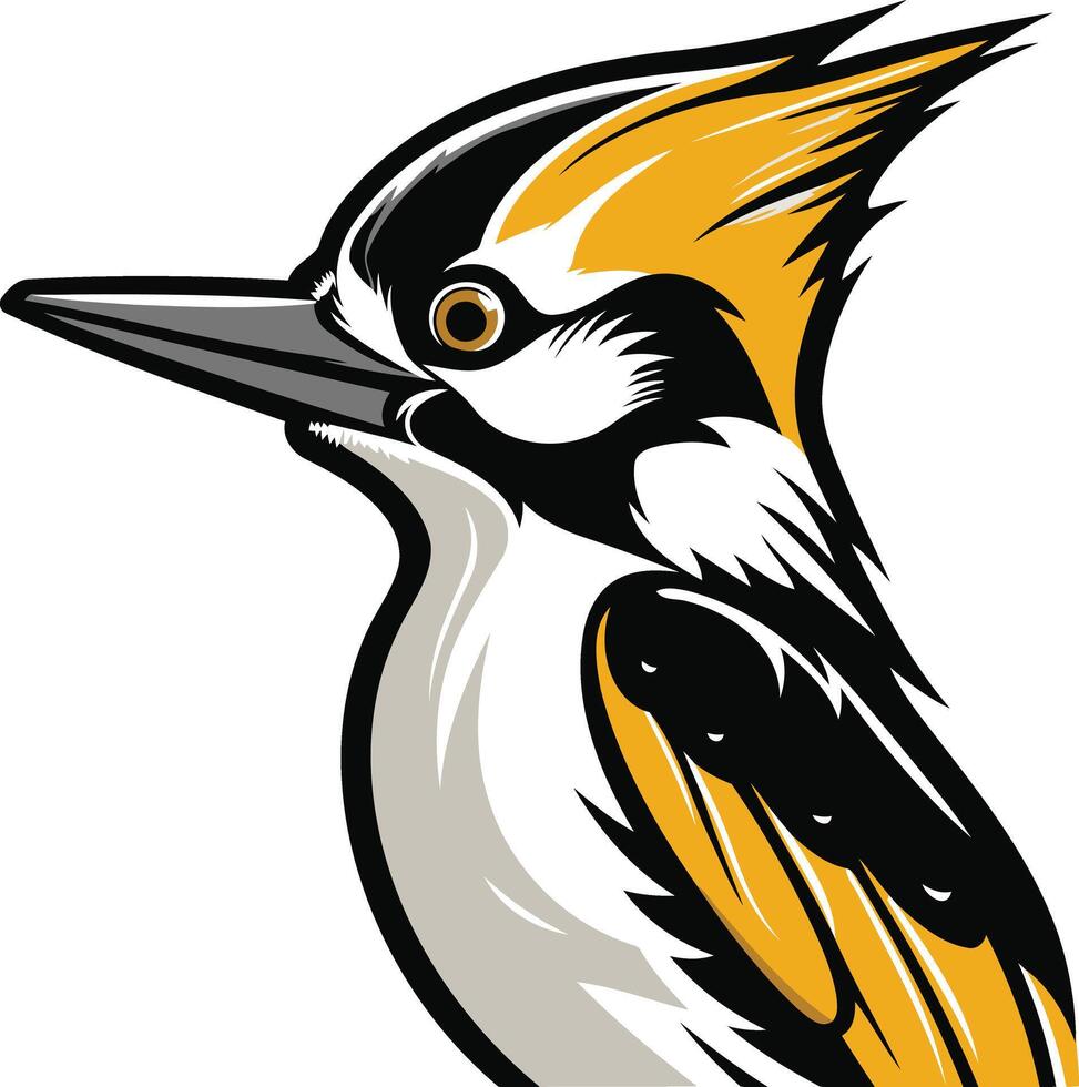 A bold and striking illustration of a woodpecker, perfect for nature-themed designs, branding, and logos vector