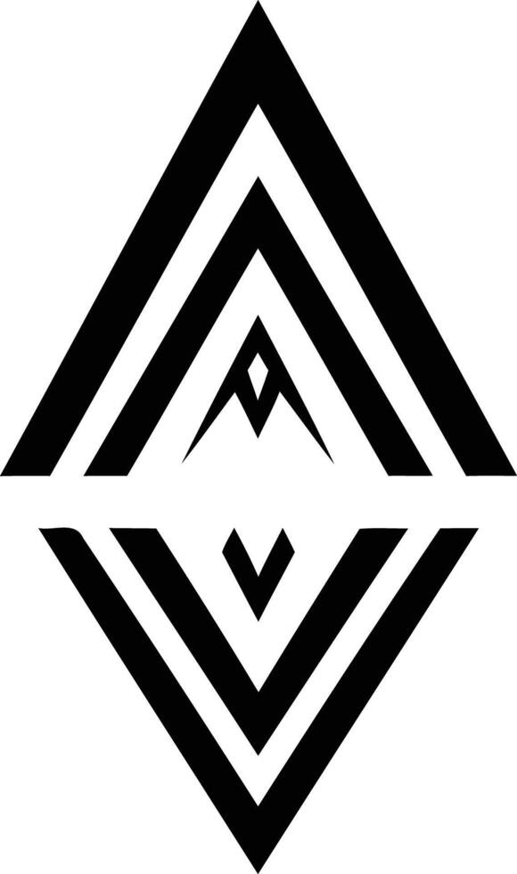 Geometric abstract logo design featuring a symmetrical diamond shape with layered lines, creating a sense of depth and structure vector