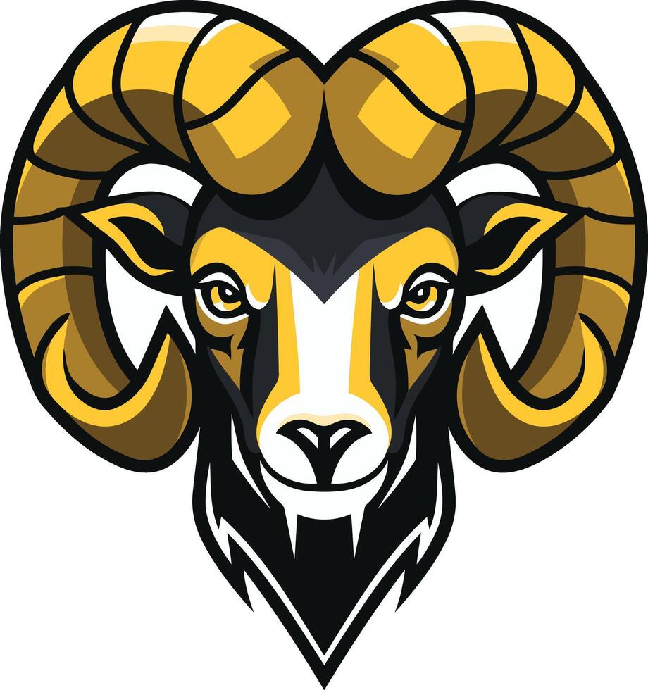 Powerful ram head mascot logo with gold horns vector