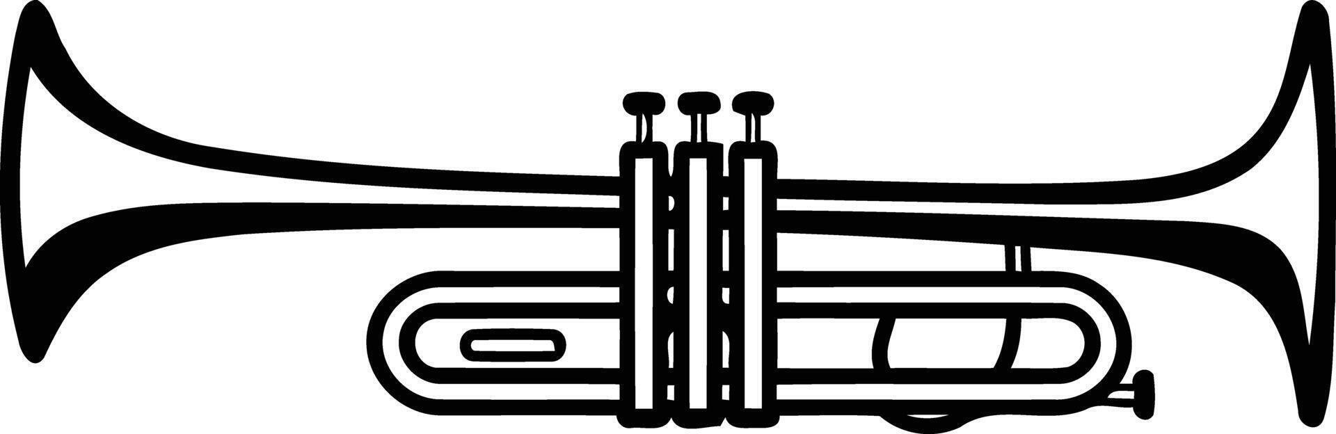 Simple black and white illustration of a trumpet, perfect for music-related designs, logos, or illustrations vector