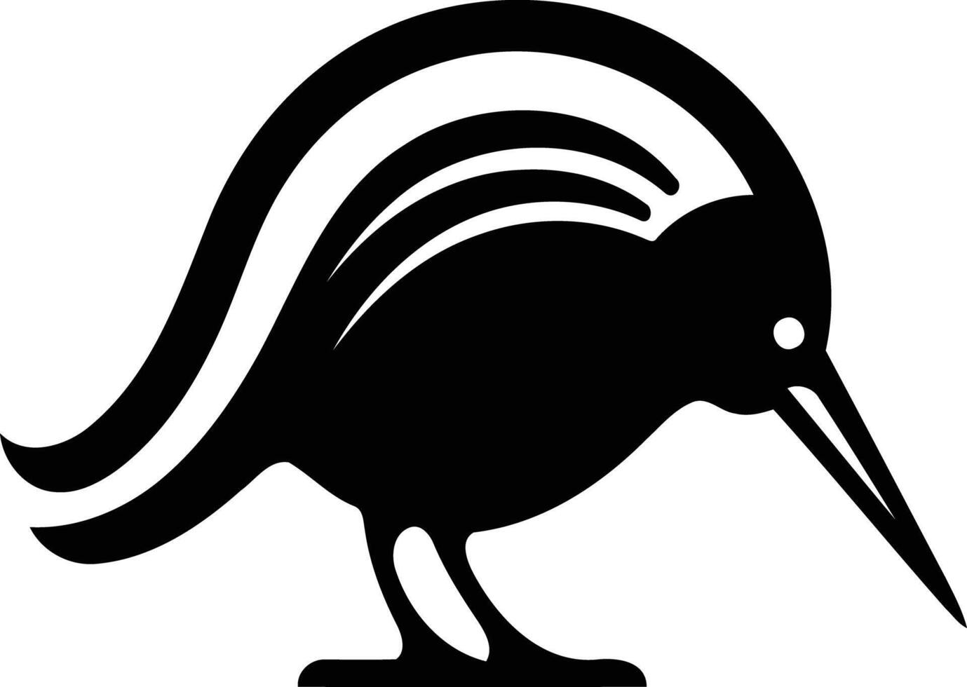 Stylized black and white silhouette of a kiwi bird vector
