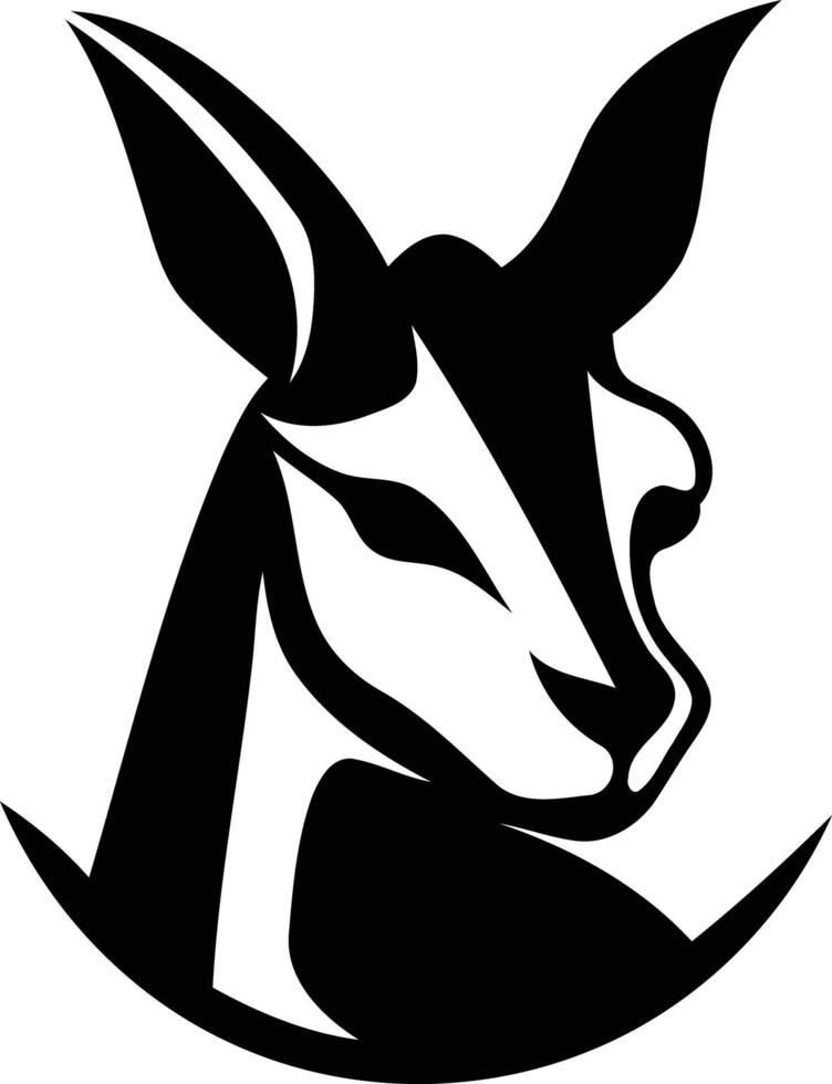 A bold, black and white logo design featuring the silhouette of a kangaroo's head, perfect for businesses seeking a unique and powerful brand identity vector