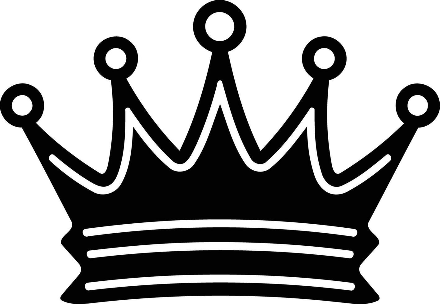 Simple black and white crown illustration, perfect for logos, icons, and design projects vector
