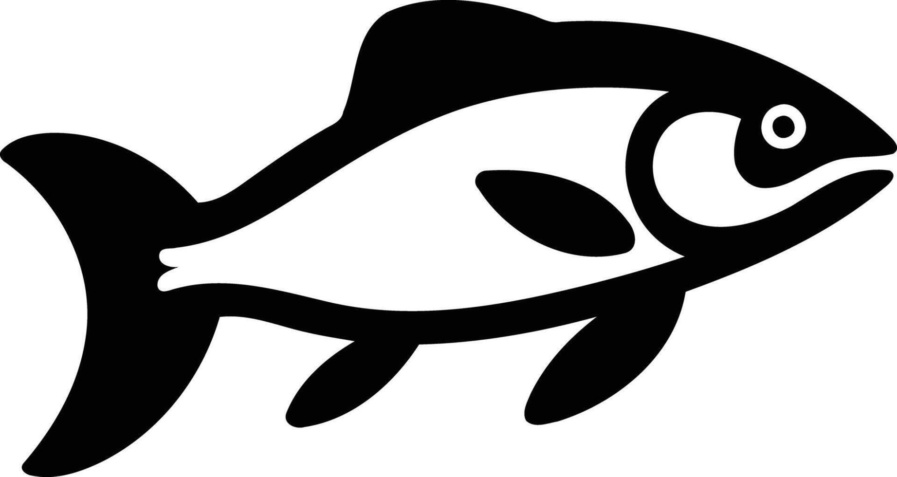 Simple, bold black and white silhouette of a fish vector