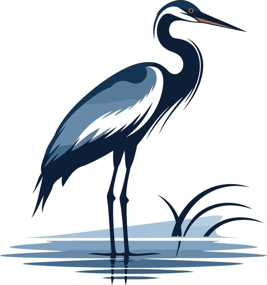 Elegant blue heron illustration, perfect for nature-themed logos, branding, and designs vector