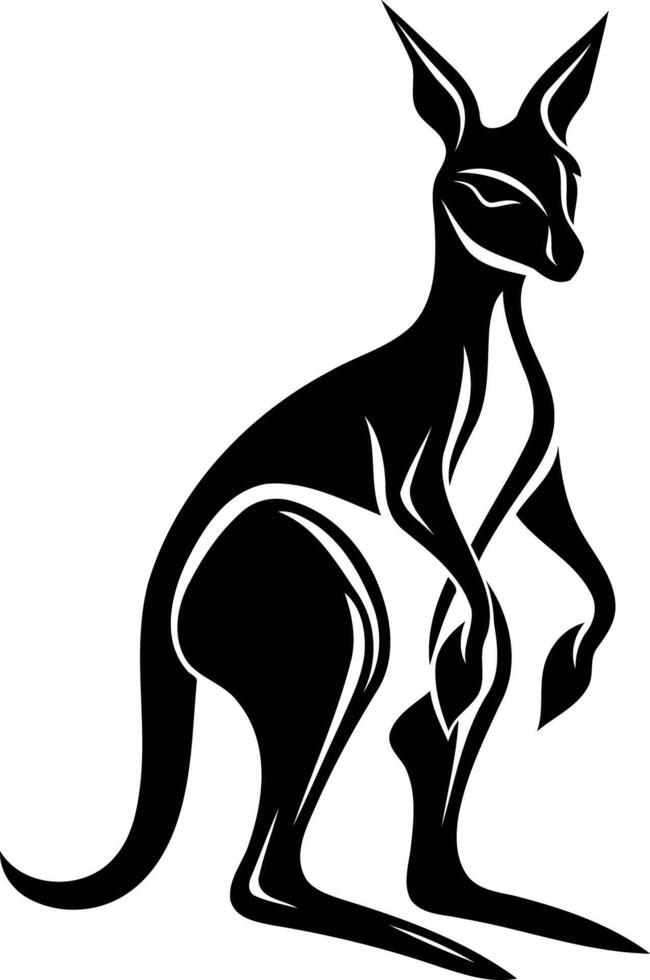 Stylized black and white illustration of a kangaroo, perfect for tattoos, branding, or as an australian themed graphic vector