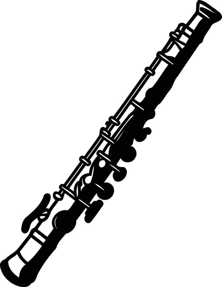 A simple, black and white illustration of an oboe, perfect for music-related designs vector