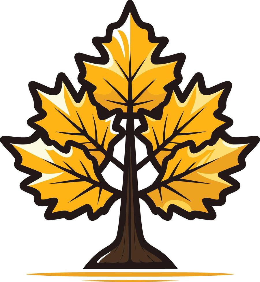 A stylized golden maple tree logo, perfect for businesses focused on nature, growth, and community vector