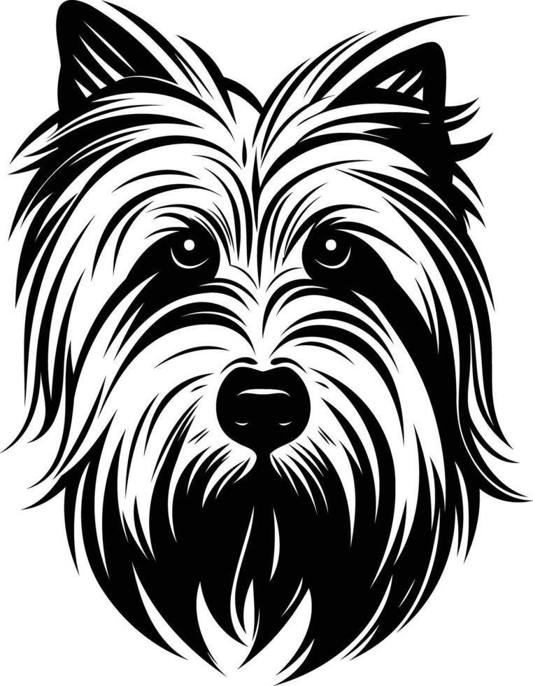 A striking black and white illustration of a yorkshire terrier, perfect for branding or design projects vector