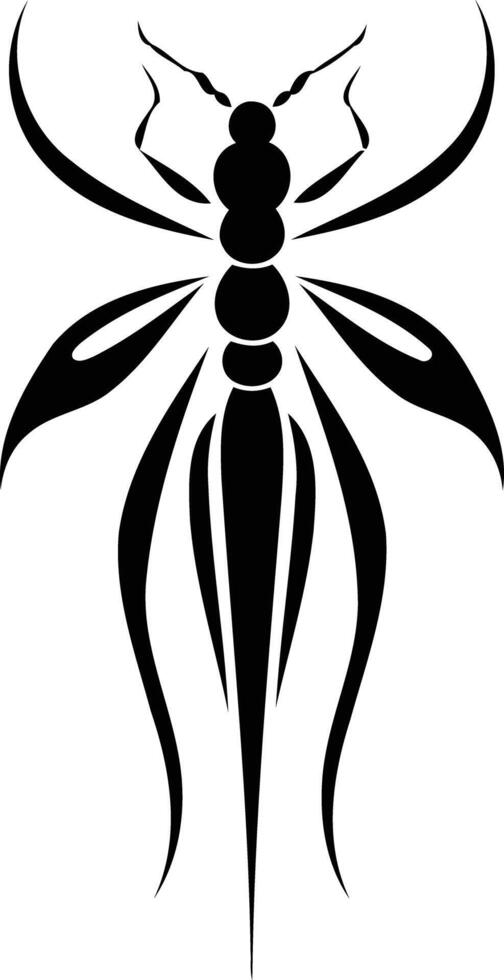 Stylized insect silhouette, perfect for tattoo designs, nature themed artwork, and decorative elements vector