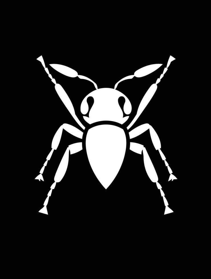 Simple, minimalist illustration of an ant in black and white vector
