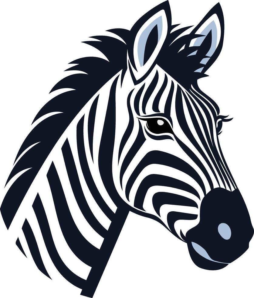 Striking black and white zebra head illustration, perfect for branding, logos, and designs that need a bold, wild touch vector