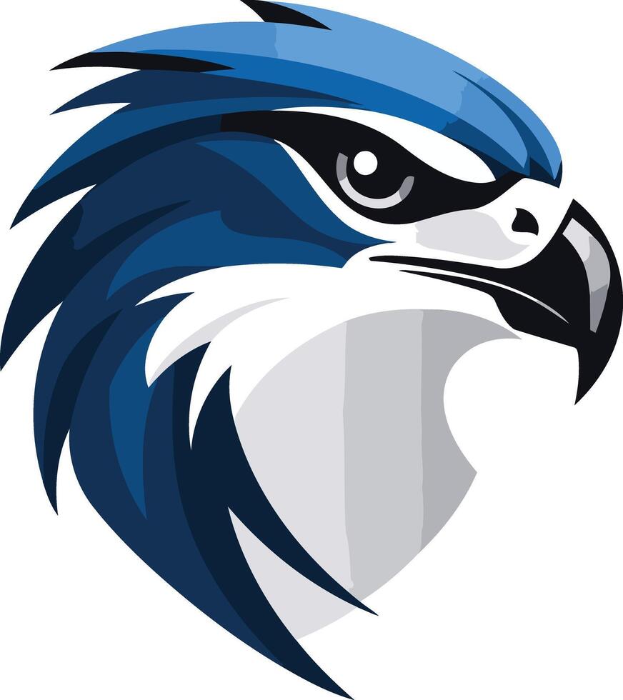 Bold and stylized blue falcon head logo design, perfect for branding or mascot use vector