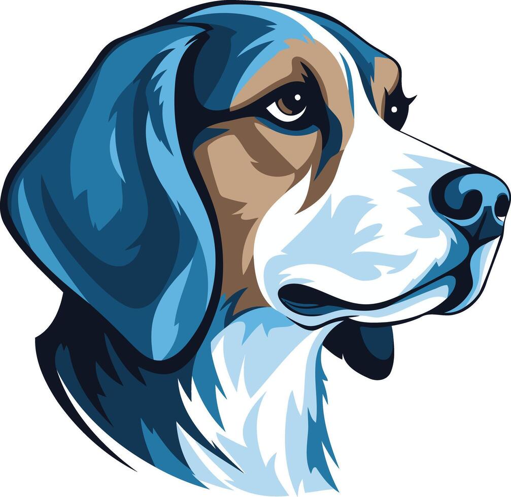 Blue and White Beagle Portrait vector