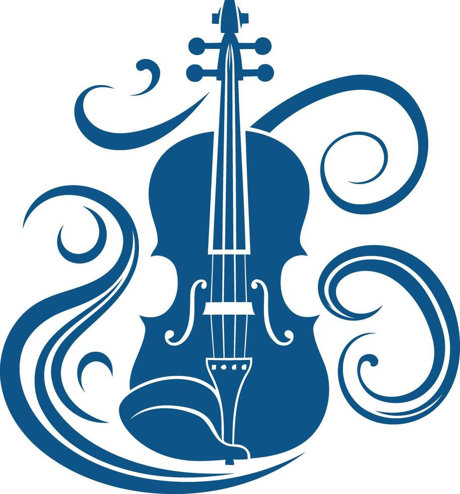 Blue Violin with Swirling Design vector