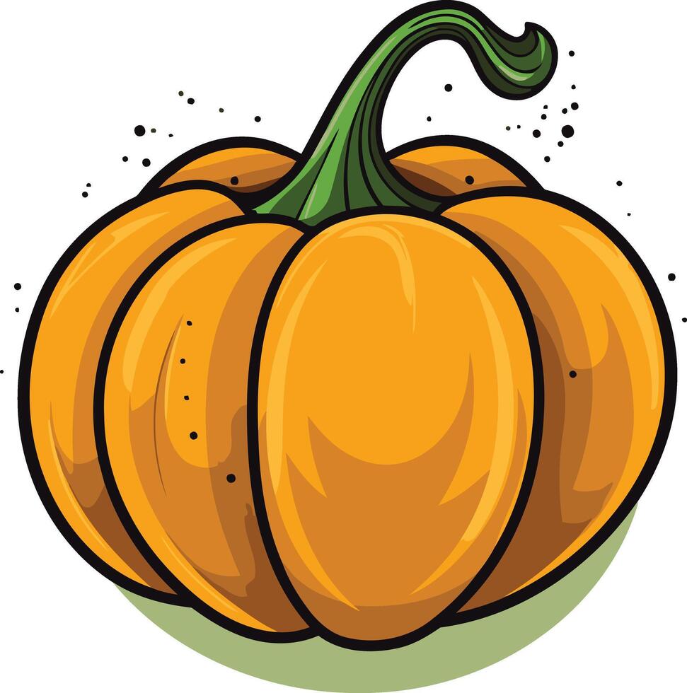 A cheerful cartoon pumpkin with a bright orange body and green stem vector