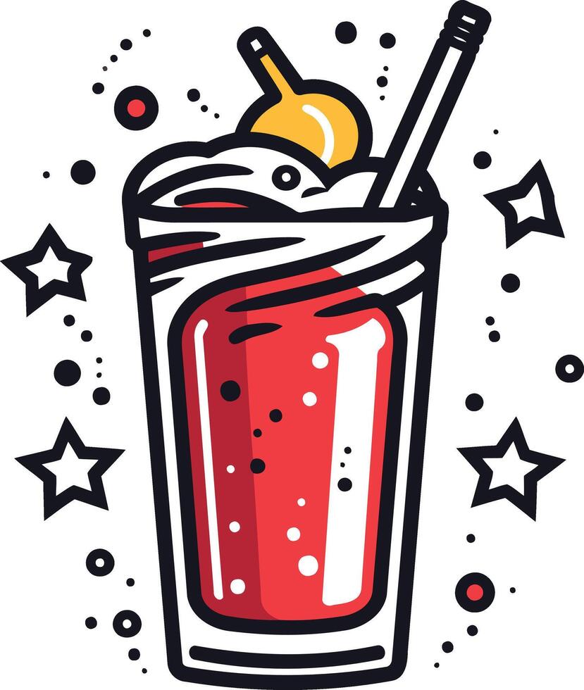 Red Drink With Whipped Cream and a Straw vector
