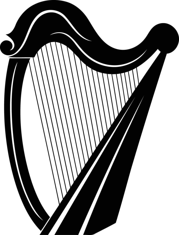 A simple, elegant silhouette of a harp, perfect for musical-themed designs and projects vector
