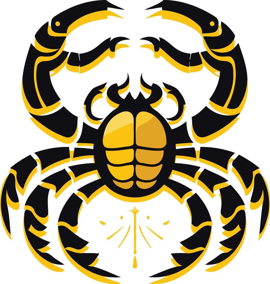 Stylized scorpion logo design with black and yellow colors vector